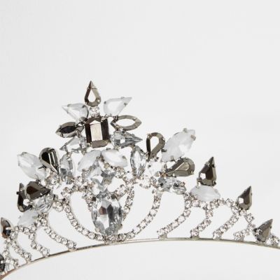 Silver tone jewel embellished tiara